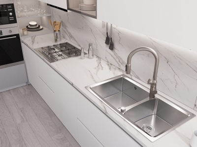 Мойка с большой и малой чашами Oulin S-8203